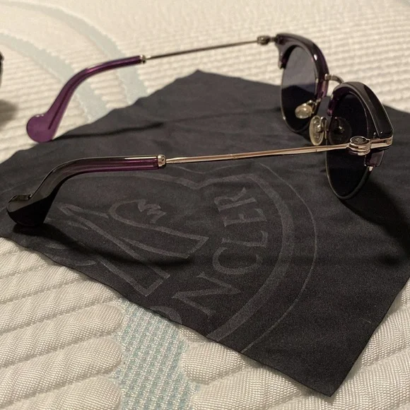 Moncler Unisex Purple Metal Round Sunglasses - Picture 3 of 5